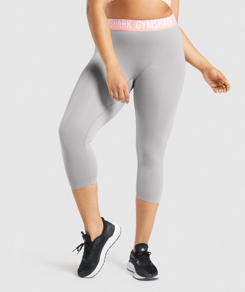 Women\'s Gymshark Fit Seamless Cropped Leggings Light Grey | CA 6N5A80